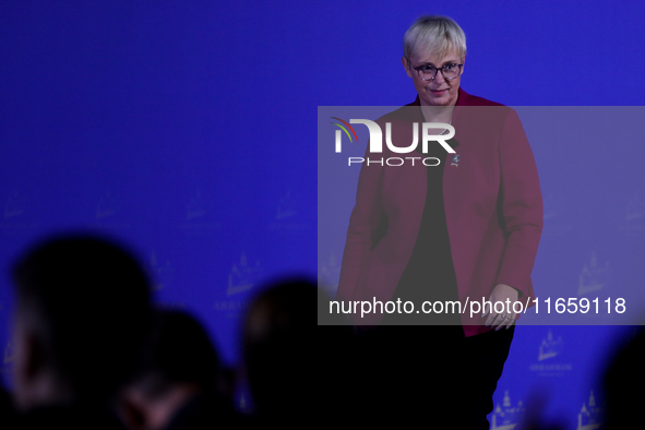 Slovenian President Natasa Pirc Musar attends the meeting of the presidents of the Arraiolos group at Wawel Castle in Krakow, Poland, on Oct...