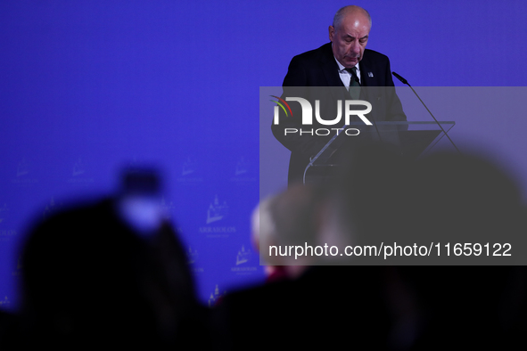 Hungarian President Tamas Sulyok attends the meeting of the presidents of the Arraiolos group at Wawel Castle in Krakow, Poland, on October...