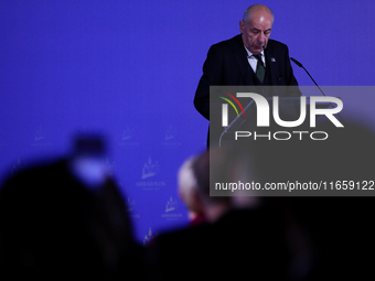 Hungarian President Tamas Sulyok attends the meeting of the presidents of the Arraiolos group at Wawel Castle in Krakow, Poland, on October...