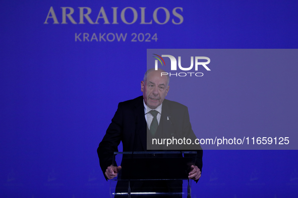 Hungarian President Tamas Sulyok attends the meeting of the presidents of the Arraiolos group at Wawel Castle in Krakow, Poland, on October...