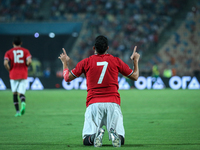 Mahmoud Ahmed of Egypt celebrates after he scores the first goal during the Africa Cup of Nations Qualifiers 2025 match number 61 between Eg...