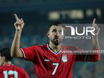 Mahmoud Ahmed of Egypt celebrates after he scores the first goal during the Africa Cup of Nations Qualifiers 2025 match number 61 between Eg...