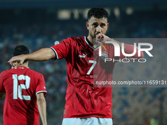 Mahmoud Ahmed of Egypt celebrates after he scores the first goal during the Africa Cup of Nations Qualifiers 2025 match number 61 between Eg...