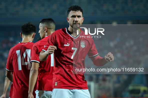 Mahmoud Ahmed of Egypt celebrates after he scores the first goal during the Africa Cup of Nations Qualifiers 2025 match number 61 between Eg...