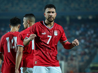 Mahmoud Ahmed of Egypt celebrates after he scores the first goal during the Africa Cup of Nations Qualifiers 2025 match number 61 between Eg...