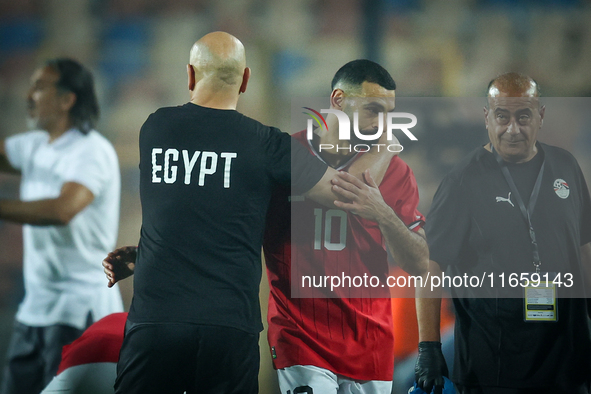 Mohamed Salah and Head Coach Hossam Hassan participate in the Africa Cup of Nations Qualifiers 2025, match number 61 between Egypt and Mauri...