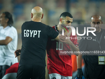 Mohamed Salah and Head Coach Hossam Hassan participate in the Africa Cup of Nations Qualifiers 2025, match number 61 between Egypt and Mauri...