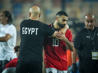 Mohamed Salah and Head Coach Hossam Hassan participate in the Africa Cup of Nations Qualifiers 2025, match number 61 between Egypt and Mauri...