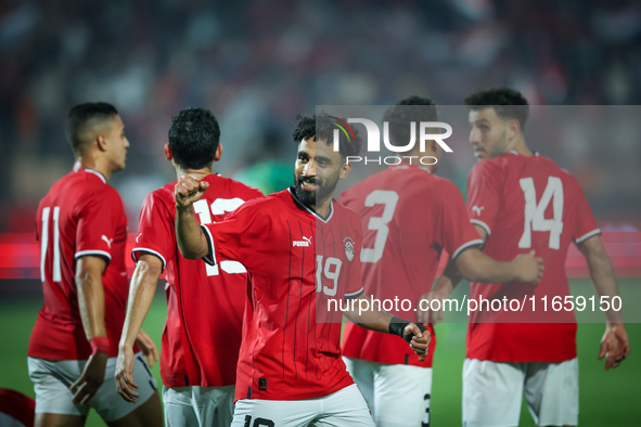 Mohamed Salah of Egypt celebrates with a teammate after scoring the second goal during the Africa Cup of Nations Qualifiers 2025, match numb...