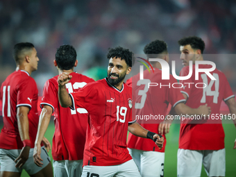 Mohamed Salah of Egypt celebrates with a teammate after scoring the second goal during the Africa Cup of Nations Qualifiers 2025, match numb...