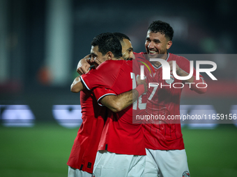 Mohamed Salah of Egypt celebrates with a teammate after scoring the second goal during the Africa Cup of Nations Qualifiers 2025, match numb...