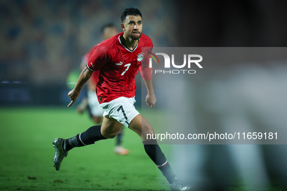 Mahmoud Ahmed of Egypt celebrates after he scores the first goal during the Africa Cup of Nations Qualifiers 2025 match number 61 between Eg...