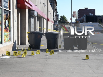 NYPD crime scene investigators are at the scene where a 27-year-old man, identified as Jose Galloway, is shot multiple times and killed in t...