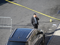 NYPD crime scene investigators are at the scene where a 27-year-old man, identified as Jose Galloway, is shot multiple times and killed in t...