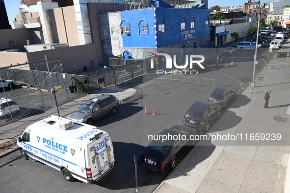 NYPD crime scene investigators are at the scene where a 27-year-old man, identified as Jose Galloway, is shot multiple times and killed in t...