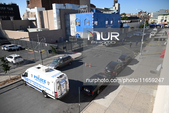 NYPD crime scene investigators are at the scene where a 27-year-old man, identified as Jose Galloway, is shot multiple times and killed in t...