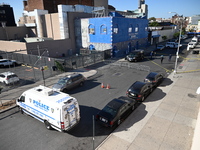 NYPD crime scene investigators are at the scene where a 27-year-old man, identified as Jose Galloway, is shot multiple times and killed in t...