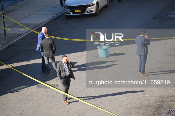 NYPD crime scene investigators are at the scene where a 27-year-old man, identified as Jose Galloway, is shot multiple times and killed in t...