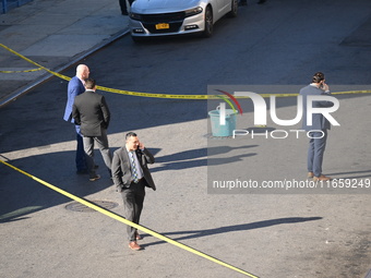 NYPD crime scene investigators are at the scene where a 27-year-old man, identified as Jose Galloway, is shot multiple times and killed in t...