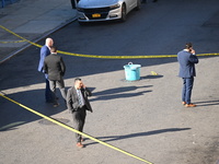 NYPD crime scene investigators are at the scene where a 27-year-old man, identified as Jose Galloway, is shot multiple times and killed in t...