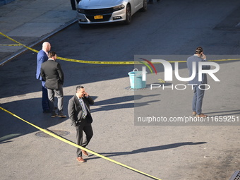 NYPD crime scene investigators are at the scene where a 27-year-old man, identified as Jose Galloway, is shot multiple times and killed in t...