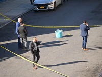 NYPD crime scene investigators are at the scene where a 27-year-old man, identified as Jose Galloway, is shot multiple times and killed in t...