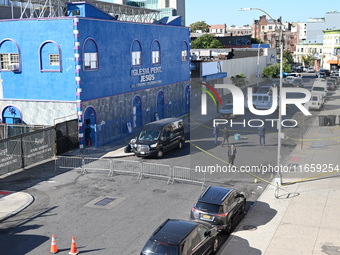 NYPD crime scene investigators are at the scene where a 27-year-old man, identified as Jose Galloway, is shot multiple times and killed in t...