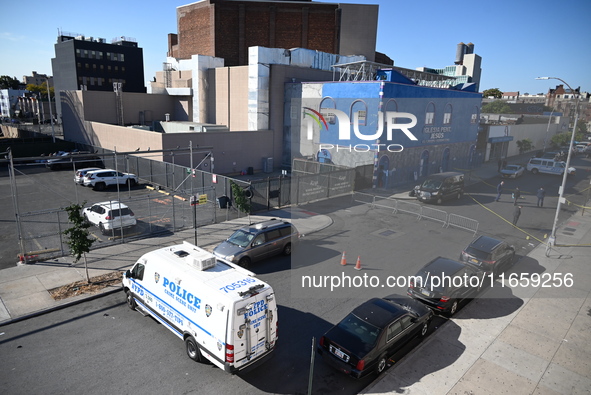 NYPD crime scene investigators are at the scene where a 27-year-old man, identified as Jose Galloway, is shot multiple times and killed in t...