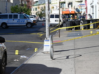 NYPD crime scene investigators are at the scene where a 27-year-old man, identified as Jose Galloway, is shot multiple times and killed in t...