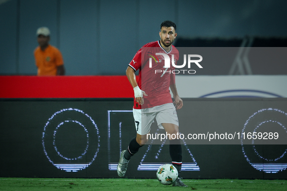 Mahmoud Ahmed of Egypt participates in the Africa Cup of Nations qualifiers 2025, match number 61, between Egypt and Mauritania at Cairo Int...