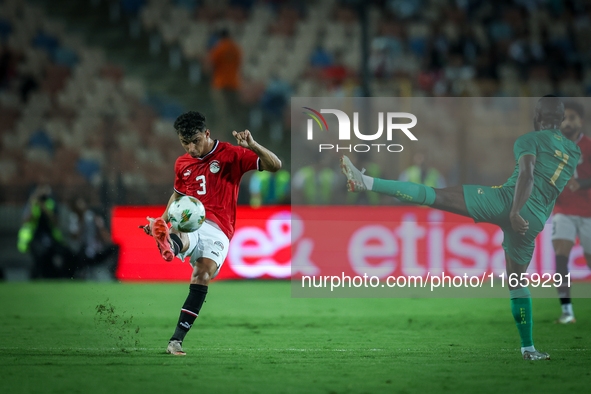 Ahmed Eid of Egypt battles for possession with Aboubakary Koita of Mauritania during the Africa Cup of Nations Qualifiers 2025, match number...