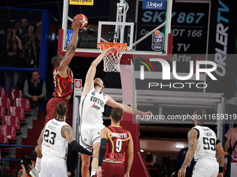 Umana Reyer's Mfiondo Kabangele plays against Virtus Bologna's Ante Zizic during the Italian LBA basketball championship match between Umana...