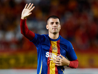 Alvaro Morata of Spain waves his hand to the crowd before the UEFA Nations League group D game between Spain and Denmark at Enrique Roca sta...