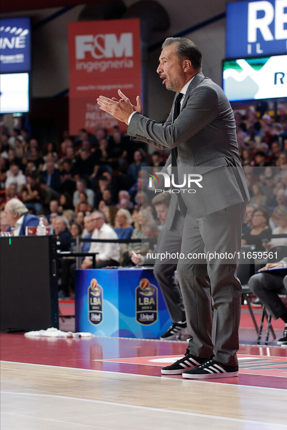 Virtus Bologna's head coach Luca Banchi is present during the Italian LBA basketball championship match between Umana Reyer Venezia and Virt...