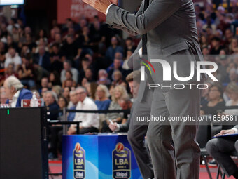 Virtus Bologna's head coach Luca Banchi is present during the Italian LBA basketball championship match between Umana Reyer Venezia and Virt...