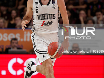 Alessandro Pajola of Virtus Bologna participates in the Italian LBA basketball championship match between Umana Reyer Venezia and Virtus Seg...