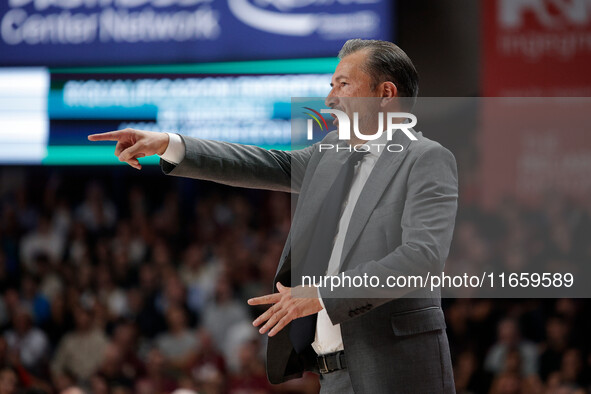 Virtus Bologna's head coach Luca Banchi is present during the Italian LBA basketball championship match between Umana Reyer Venezia and Virt...