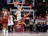 Umana Reyer's Davide Moretti competes against Virtus Bologna's Ante Zizic during the Italian LBA basketball championship match between Umana...