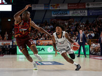 Matt Morgan of Virtus Bologna plays against Mfiondo Kabangele of Umana Reyer during the Italian LBA basketball championship match between Um...