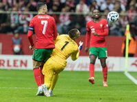 Cristiano Ronaldo , Lukasz Skorupski  during UEFA Nations League match Poland vs Portugal in Warsaw Poland on 12 October 2024. (