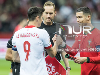 Robert Lewandowski , Cristiano Ronaldo  during UEFA Nations League match Poland vs Portugal in Warsaw Poland on 12 October 2024. (