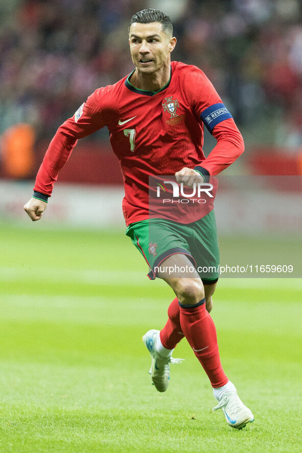 Cristiano Ronaldo  during UEFA Nations League match Poland vs Portugal in Warsaw Poland on 12 October 2024. 