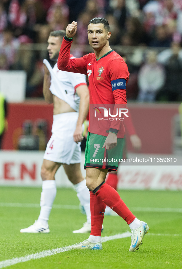 Cristiano Ronaldo  during UEFA Nations League match Poland vs Portugal in Warsaw Poland on 12 October 2024. 