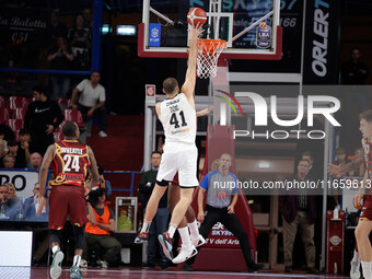 Ante Zizic of Virtus Bologna participates in the Italian LBA basketball championship match between Umana Reyer Venezia and Virtus Segafredo...