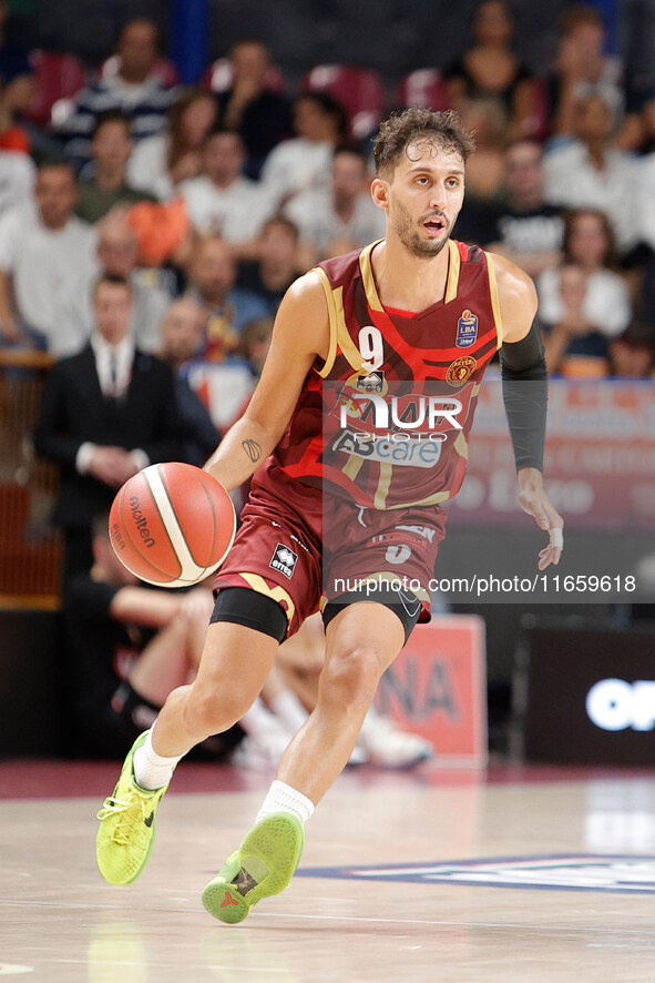 Davide Moretti of Umana Reyer participates in the Italian LBA basketball championship match between Umana Reyer Venezia and Virtus Segafredo...