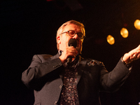 Hape Kerkeling, a German author, appears on the stage of the theater of Tanzbrunnen in Cologne, Germany, on October 12, 2024, during the lit...