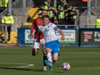 Dean Campbell plays during the Sky Bet League 2 match between Barrow and Morecambe at Holker Street in Barrow-in-Furness, England, on Octobe...