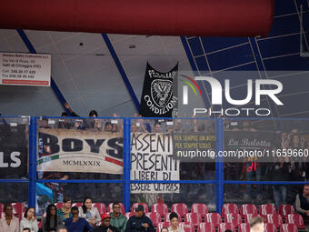 Virtus Bologna's supporters attend the Italian LBA basketball championship match between Umana Reyer Venezia and Virtus Segafredo Bologna at...