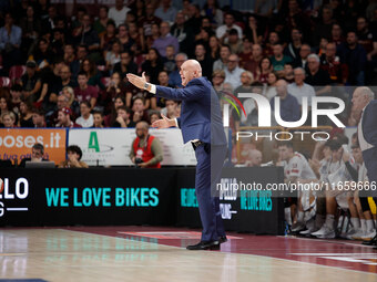 Umana Reyer's head coach Neven Spahija is present during the Italian LBA basketball championship match between Umana Reyer Venezia and Virtu...