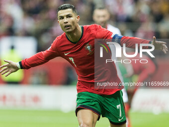 Cristiano Ronaldo , goal celebration during UEFA Nations League match Poland vs Portugal in Warsaw Poland on 12 October 2024. (